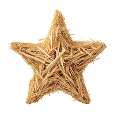Christmas star made of straw. Isolated white background. Png format