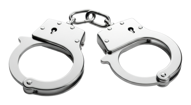 Police action handcuffs law enforcement isolated on transparent background