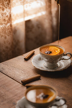 Orange spiced tea with maple syrup