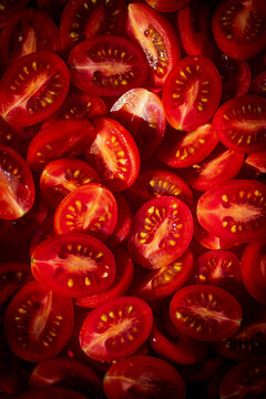 A group of chopped Cherry tomatoes