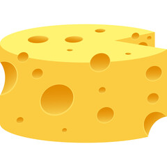 Yellow Swiss Cheese Wheel With A Slice Removed Transparent Background Isolated Vector Illustration Detailed Realistic Food Object Yellow Swiss Cheese