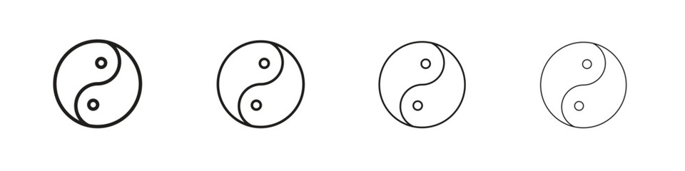 Yin yang icon outline symbol. Editable Stroke collection.