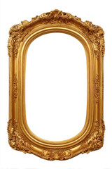 Empty Oval Gold Frame with Decorative Floral Motifs