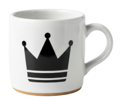 Creative coffee mug with crown design in modern kitchen isolated on transparent background - Powered by Adobe