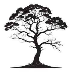 Obraz premium Black Tree Silhouette Vector, High Quality Illustration on White Background