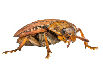 Close-up of a vibrant. detailed insect its unique features. set against a plain white background. ideal for educational purposes or nature-related content
