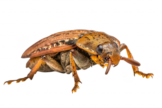 Close-up of a vibrant. detailed insect its unique features. set against a plain white background. ideal for educational purposes or nature-related content