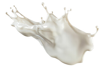 Obraz premium A dynamic splash of creamy liquid gracefully arcs through the air against a soft white background. capturing the essence of fluid motion and elegance. ideal for culinary or artistic themes