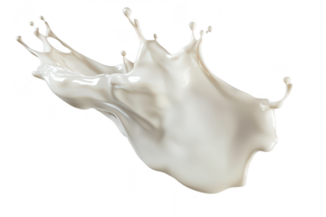 A dynamic splash of creamy liquid gracefully arcs through the air against a soft white background. capturing the essence of fluid motion and elegance. ideal for culinary or artistic themes