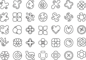 Collection of abstract organic shapes and symbols