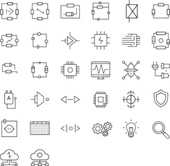 Collection of electronic circuit symbols and icons