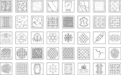 Collection of handdrawn texture and pattern icons