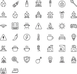 Collection of fire and heat related icons