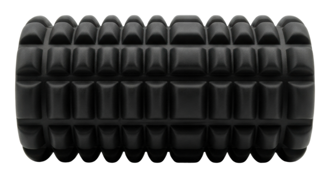 Foam roller exercise equipment home gym fitness accessory top view isolated on transparent background