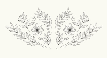Elegant hand-drawn floral design featuring leaves and flowers