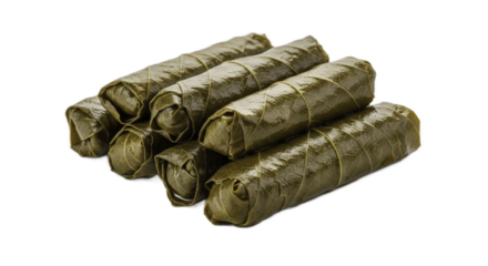 Stacked Grape Leaves Dolma Dish Isolated on Brown Surface