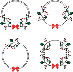 Zestaw okrągłych ramek, boże narodzenie.