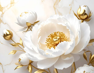 a composition of painted colors on marble with gold