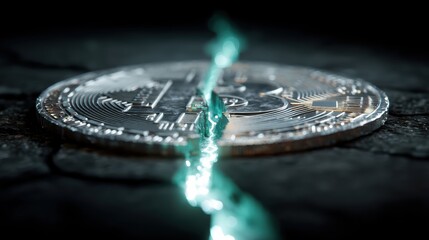 Bitcoin coin cracking with cyan light