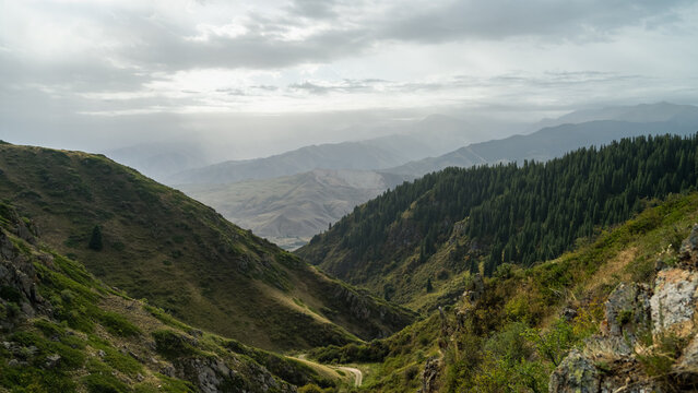 autumn landscapes in the mountains. autumn in the mountains. cloudy weather - Powered by Adobe
