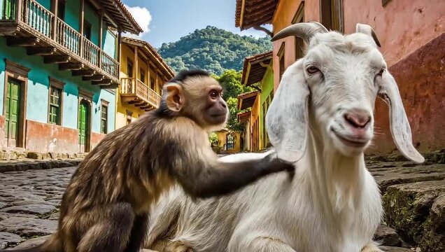 monkey day capuchin grooming goat colonial village