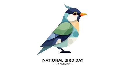 Colorful bird illustration for national bird day isolated on white background