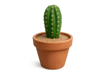 Potted green cactus isolated transparent background