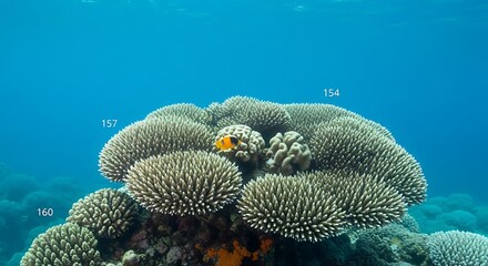 Underwater Coral Reef Ecosystem with Diverse Marine Life and Vibrant Colors.