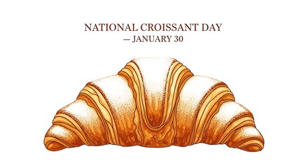 Delicious croissant covered in powdered sugar isolated on white background