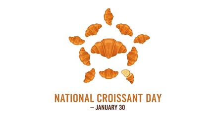 National croissant day illustration with croissants forming a star shape