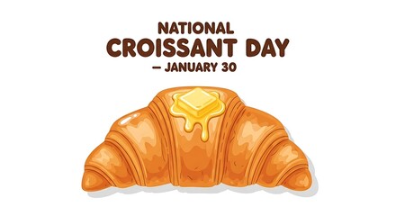 National croissant day illustration with butter isolated on white background
