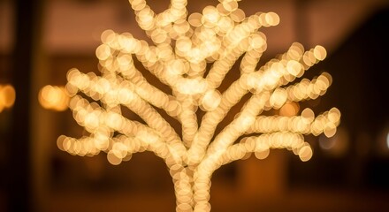 Warm golden bokeh lights create a magical, festive ambiance, perfect for holiday celebrations and elegant event decorations