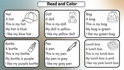 Colorful Visual Aid for Preschool Reading and Color Matching Practice
