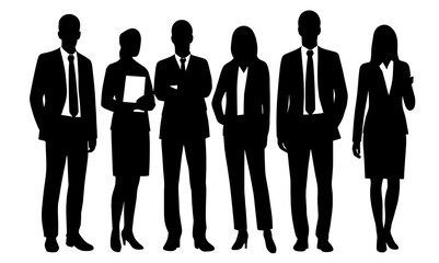 Business People Silhouettes Team Vector Set