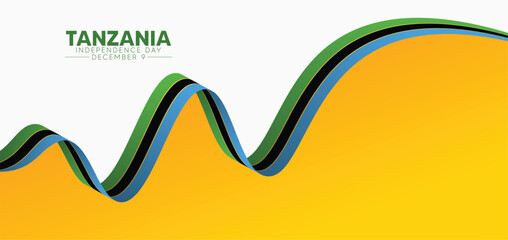Tanzania national flag wave design for Independence Day celebration background