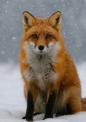 Obraz premium Majestic fox in snowy wilderness.