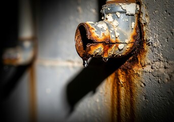 Aging plumbing fixture exhibiting signs of corrosion and water leakage