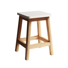 Png of wooden stool with white seat isolated on transparent background, a versatile and practical addition to any home