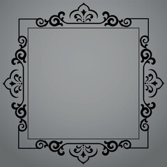 Decorative frame Elegant vector element for design in Eastern style, place for text. Floral black and gray border. Lace illustration for invitations and greeting cards