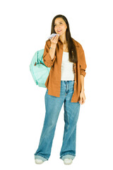 Young woman leaving voice message using smartphone