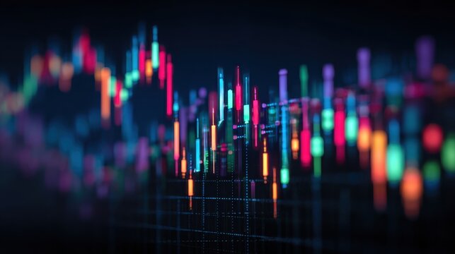 Stock exchange market chart, Stock market data on LED display. Business analysis concept.