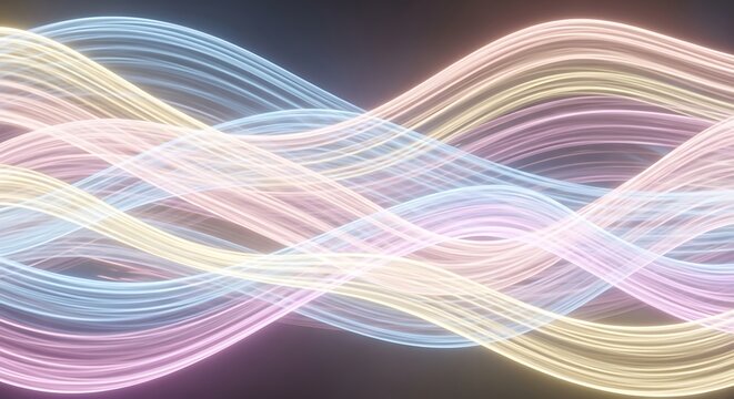 Abstract glowing pastel wavy lines fluid digital stream motion data background - Powered by Adobe