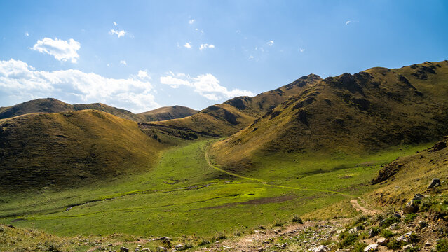 autumn landscapes in the mountains. autumn in the mountains. cloudy weather. the road in the mountain gorge