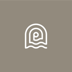 p letter niche door sea wave logo vector icon illustration