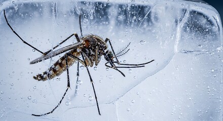Mosquito Trapped in Ice Block frozen insect macro cold entomology preserved nature wildlife animal specimen scientific study research