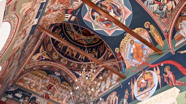 Stunning frescoes in New St. George church in Bucharest, Romania