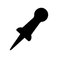 Black pushpin icon, thumbtack symbol for office supplies Vector, illustration
