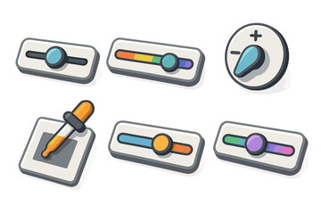 Color adjustment controls with sliders and dial for graphic interface design
