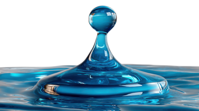 Water droplet impact: A stunning macro shot capturing the precise moment a water droplet collides with the water surface, creating a beautiful crown-like splash.