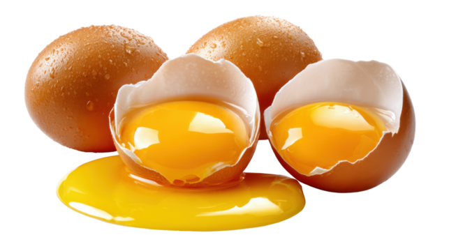 broken egg on white background